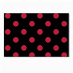 Polka Dots - Cardinal Red on Black Postcard 4  x 6 