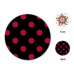 Polka Dots - Cardinal Red on Black Playing Cards (Round)