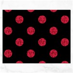 Polka Dots - Cardinal Red on Black Jigsaw Puzzle (Rectangular)