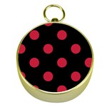 Polka Dots - Cardinal Red on Black Gold Compass