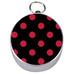 Polka Dots - Cardinal Red on Black Silver Compass