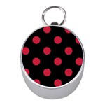 Polka Dots - Cardinal Red on Black Silver Compass (Mini)