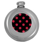 Polka Dots - Cardinal Red on Black Hip Flask (5 oz)