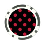 Polka Dots - Cardinal Red on Black Poker Chip Card Guard