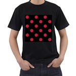 Polka Dots - Cardinal Red on Black Men s T-Shirt (Black)