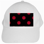 Polka Dots - Cardinal Red on Black Black Cap