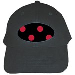 Polka Dots - Cardinal Red on Black Black Cap