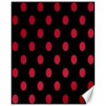 Polka Dots - Cardinal Red on Black Canvas 11  x 14 