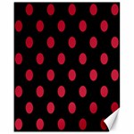 Polka Dots - Cardinal Red on Black Canvas 16  x 20 