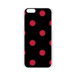Polka Dots - Cardinal Red on Black Apple iPhone 6/6S Silicone Case (Transparent)