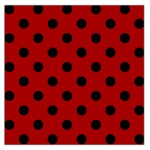 Polka Dots - Black on Dark Candy Apple Red Large Satin Scarf (Square)