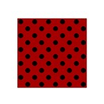 Polka Dots - Black on Dark Candy Apple Red Satin Bandana Scarf