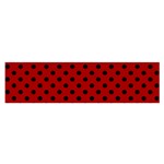 Polka Dots - Black on Dark Candy Apple Red Satin Scarf (Oblong)