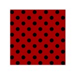 Polka Dots - Black on Dark Candy Apple Red Small Satin Scarf  (Square)