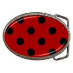 Polka Dots - Black on Dark Candy Apple Red Belt Buckle