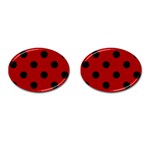 Polka Dots - Black on Dark Candy Apple Red Cufflinks (Oval)