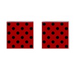 Polka Dots - Black on Dark Candy Apple Red Cufflinks (Square)