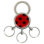 Polka Dots - Black on Dark Candy Apple Red 3-Ring Key Chain