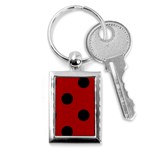 Polka Dots - Black on Dark Candy Apple Red Key Chain (Rectangle)