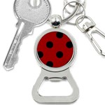 Polka Dots - Black on Dark Candy Apple Red Bottle Opener Key Chain