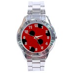 Polka Dots - Black on Dark Candy Apple Red Stainless Steel Analogue Watch