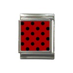 Polka Dots - Black on Dark Candy Apple Red Italian Charm (13mm)