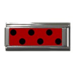 Polka Dots - Black on Dark Candy Apple Red Superlink Italian Charm (9mm)