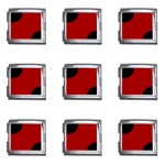 Polka Dots - Black on Dark Candy Apple Red Mega Link Italian Charm (9 pack)