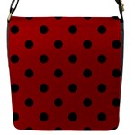 Polka Dots - Black on Dark Candy Apple Red Flap Closure Messenger Bag (S)