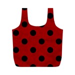 Polka Dots - Black on Dark Candy Apple Red Full Print Recycle Bag (M)