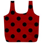 Polka Dots - Black on Dark Candy Apple Red Full Print Recycle Bag (XL)