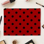 Polka Dots - Black on Dark Candy Apple Red Cosmetic Bag (XL)