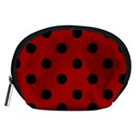 Polka Dots - Black on Dark Candy Apple Red Accessory Pouch (Medium)