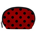 Polka Dots - Black on Dark Candy Apple Red Accessory Pouch (Large)