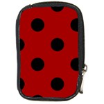Polka Dots - Black on Dark Candy Apple Red Compact Camera Leather Case