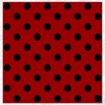Polka Dots - Black on Dark Candy Apple Red Canvas 12  x 12 