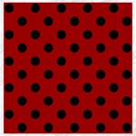 Polka Dots - Black on Dark Candy Apple Red Canvas 20  x 20 
