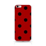 Polka Dots - Black on Dark Candy Apple Red Apple iPhone 6/6S Silicone Case (Transparent)