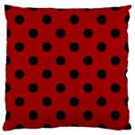 Polka Dots - Black on Dark Candy Apple Red Large Cushion Case (One Side)