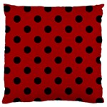 Polka Dots - Black on Dark Candy Apple Red Large Flano Cushion Case (Two Sides)
