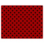 Polka Dots - Black on Dark Candy Apple Red Double Sided Flano Blanket (Medium)