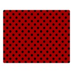 Polka Dots - Black on Dark Candy Apple Red Double Sided Flano Blanket (Large)