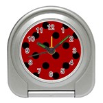 Polka Dots - Black on Dark Candy Apple Red Desk Alarm Clock