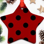 Polka Dots - Black on Dark Candy Apple Red Ornament (Star)