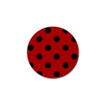 Polka Dots - Black on Dark Candy Apple Red Golf Ball Marker (4 pack)