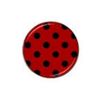 Polka Dots - Black on Dark Candy Apple Red Hat Clip Ball Marker