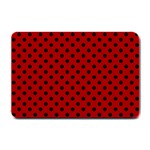 Polka Dots - Black on Dark Candy Apple Red Small Doormat