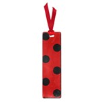Polka Dots - Black on Dark Candy Apple Red Small Book Mark
