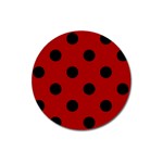 Polka Dots - Black on Dark Candy Apple Red Magnet 3  (Round)