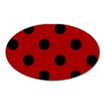 Polka Dots - Black on Dark Candy Apple Red Magnet (Oval)